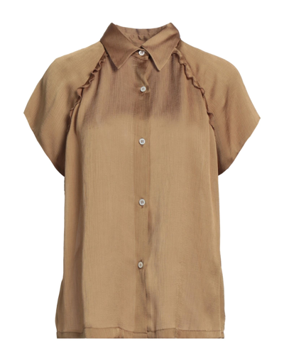 Shop Aglini Woman Shirt Khaki Size 4 Polyester In Beige
