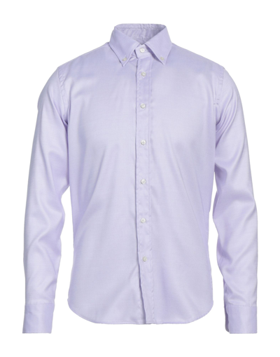 Shop Robert Friedman Man Shirt Lilac Size 15 ½ Cotton, Elastane In Purple