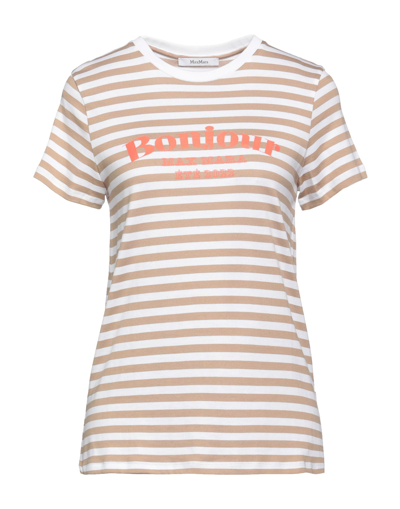 Shop Max Mara Woman T-shirt Beige Size Xs Cotton