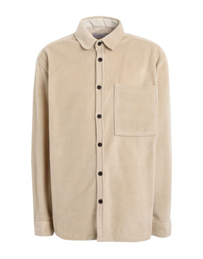 Shop Topman Polar Fleece Shirt In Light Stone Man Shirt Beige Size Xl Polyester