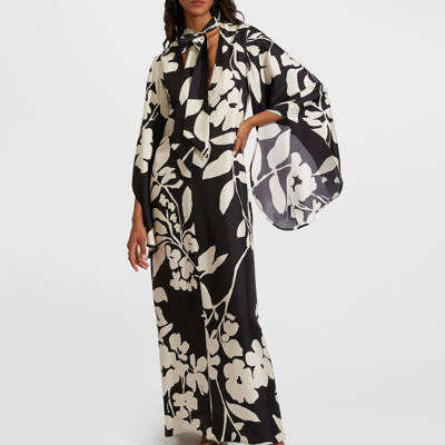 La Doublej Magnifico Silk Kimono-sleeve Maxi Dress In Winter Jasmine