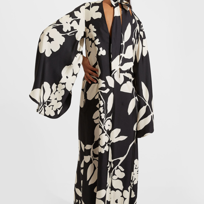 La Doublej Magnifico Silk Kimono-sleeve Maxi Dress In Winter Jasmine