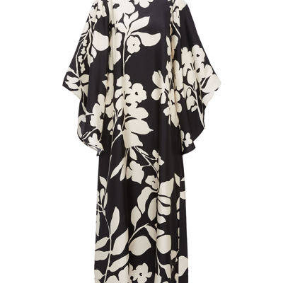 La Doublej Magnifico Silk Kimono-sleeve Maxi Dress In Winter Jasmine