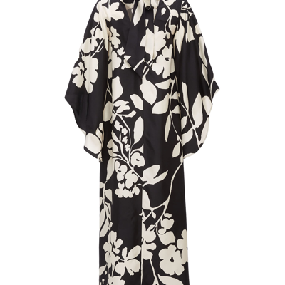 La Doublej Magnifico Silk Kimono-sleeve Maxi Dress In Winter Jasmine