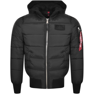 Alpha Industries Hooded Puffer Jacket Black | ModeSens