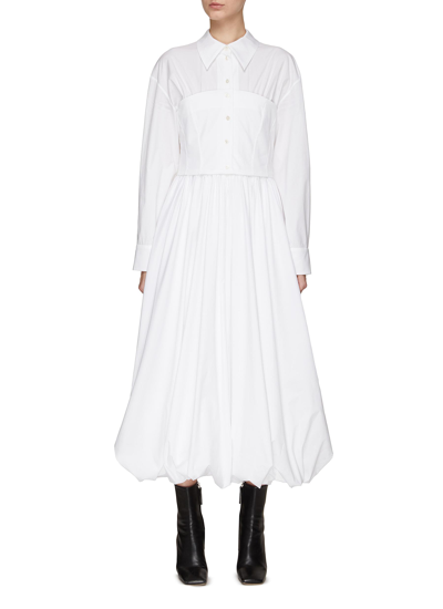 Shop A.w.a.k.e. Corset Appliquéd Puff Shirt Dress In White