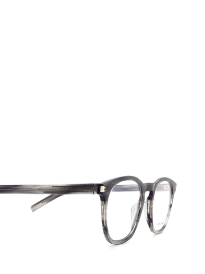 Shop Saint Laurent Sl 30 Slim Grey Havana Glasses