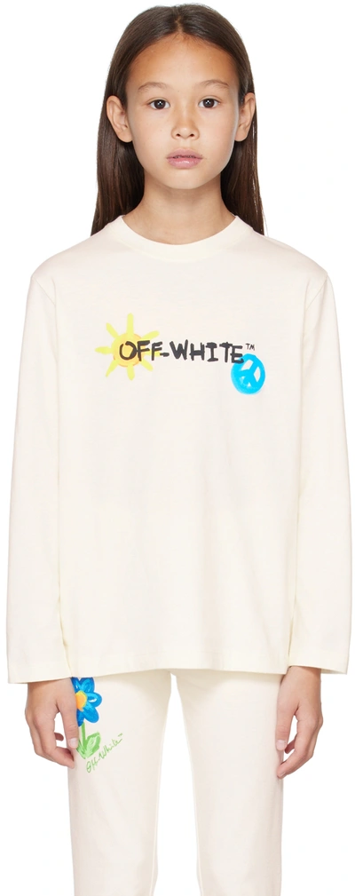 Shop Off-white Kids  Sun & Peace Long Sleeve T-shirt In Off White Multicolor