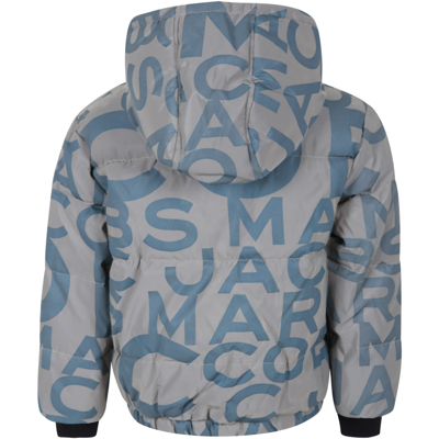Shop Little Marc Jacobs Iridescent Jacket For Boy With Logos In Grey