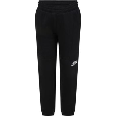 Nike Black Sweatpants For Boy With Double Logo In Black
