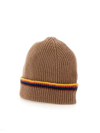 Shop Paul Smith Stripe Wool Hat In Beige