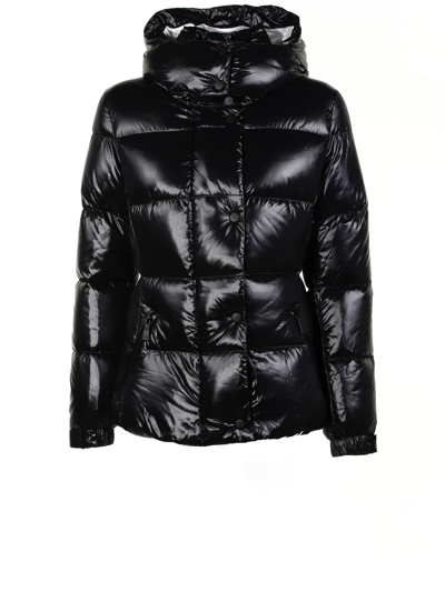 Shop Add Down Jacket With Detachable Hood In Nero/bianco