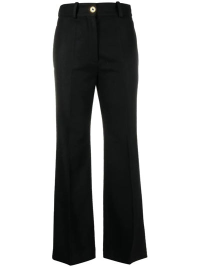 Shop Patou Black Virgin Wool-cashmere Blend Trousers In Nero