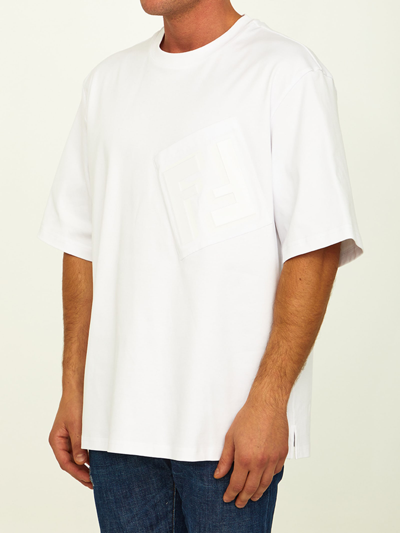 Shop Fendi White Jersey T-shirt In Cream