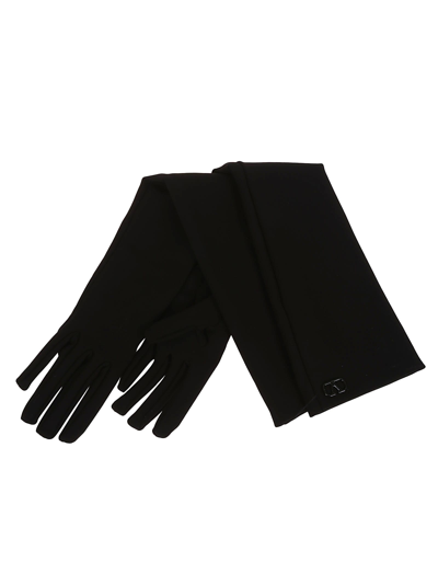 Shop Valentino Long Sleeved Gloves (37cm) Vlogo Signature In No Nero