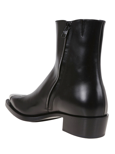 Shop Alexander Mcqueen Leather Boot Punk Chelsea In Black Silver