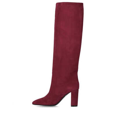 Shop Via Roma 15 Red Suede High Heeled Boot In Rosso