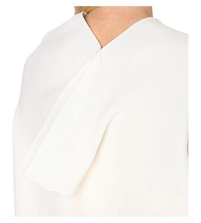 Shop Roland Mouret Eugene Cowl-neck Wool-crepe Top In White