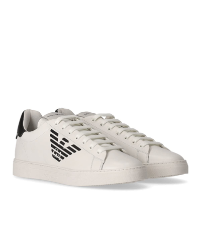 Shop Emporio Armani White Black Sneaker With Logo In Bianco/nero