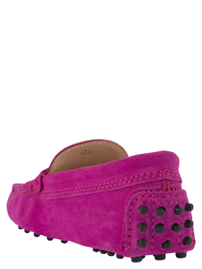 Shop Tod's Suede Loafer In Fuxia