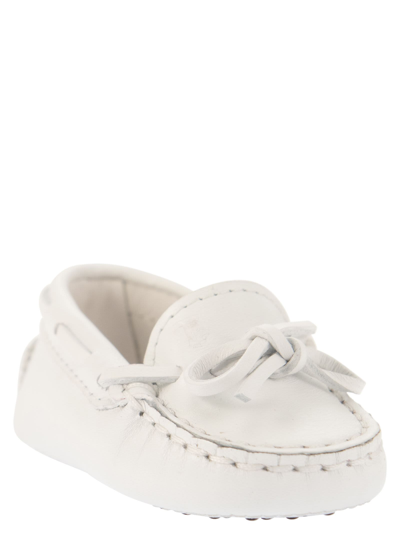 Shop Tod's Gommino Leather Moccasin In White