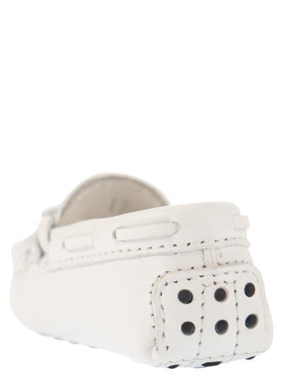 Shop Tod's Gommino Leather Moccasin In White