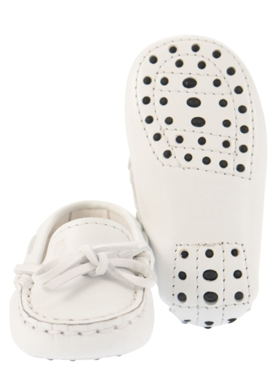 Shop Tod's Gommino Leather Moccasin In White