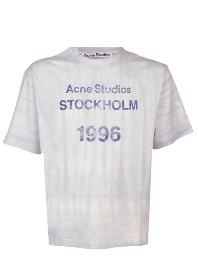 Shop Acne Studios Logo Stamp T-shirt In Pale Blue