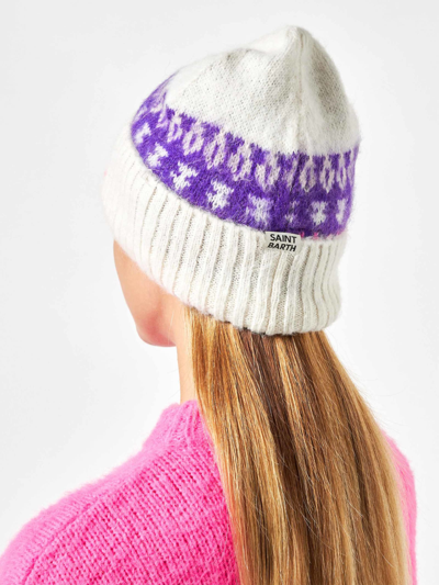 Shop Mc2 Saint Barth Woman Ultra Soft Beanie With Nordic Jacquard