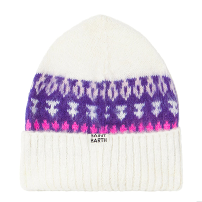 Shop Mc2 Saint Barth Woman Ultra Soft Beanie With Nordic Jacquard