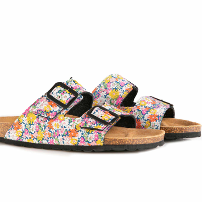 Shop Mc2 Saint Barth Woman Sandals With Flower Print In Multicolor