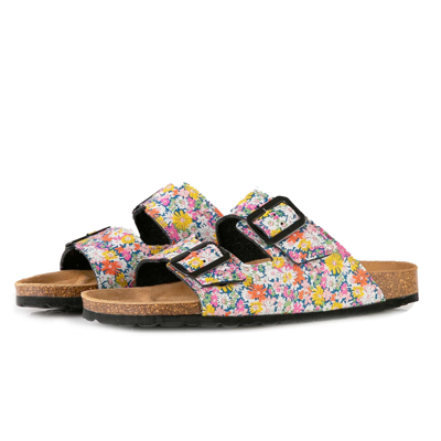 Shop Mc2 Saint Barth Woman Sandals With Flower Print In Multicolor