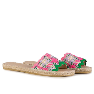 Shop Mc2 Saint Barth Woman Espadrilla With Multicolor Tweed In Pink