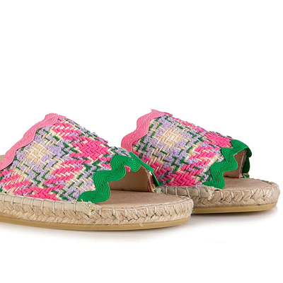 Shop Mc2 Saint Barth Woman Espadrilla With Multicolor Tweed In Pink