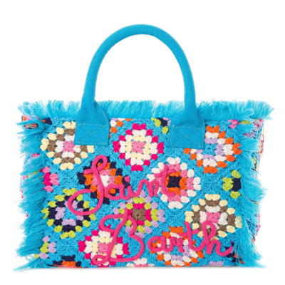 Shop Mc2 Saint Barth Vanity Crochet Shoulder Bag With Pattern In Blue