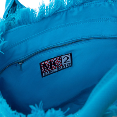 Shop Mc2 Saint Barth Vanity Crochet Shoulder Bag With Pattern In Blue