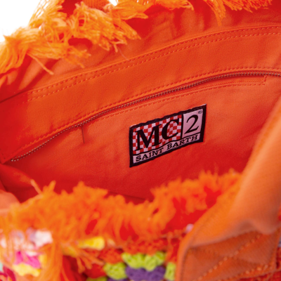 Mc2 Saint Barth Vanity Crochet Shoulder Bag With Pattern In Orange