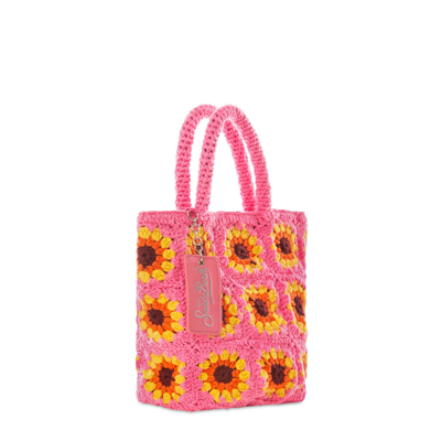 Mc2 Saint Barth Sunflower Crochet Bag In Pink