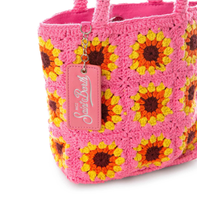 Mc2 Saint Barth Sunflower Crochet Bag In Pink