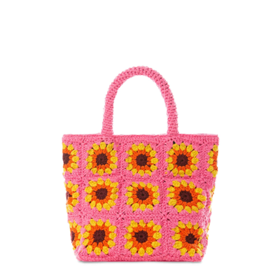Mc2 Saint Barth Sunflower Crochet Bag In Pink