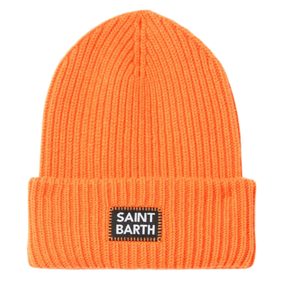 Shop Mc2 Saint Barth Man Fluo Orange Knit Beanie