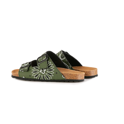 Shop Mc2 Saint Barth Man Sandals With Bandanna Print In Green