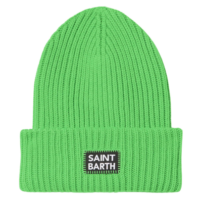 Shop Mc2 Saint Barth Man Fluo Green Knit Beanie