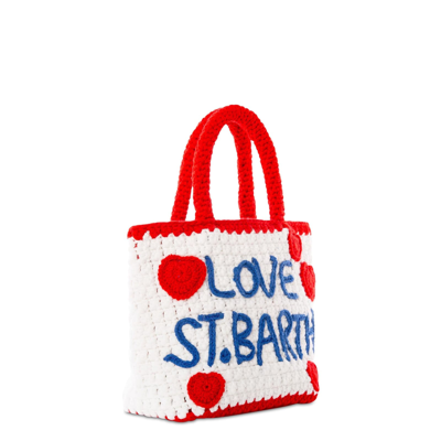Mc2 Saint Barth Heart Embroidery Crochet Bag In White