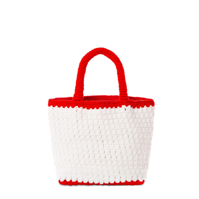 Mc2 Saint Barth Heart Embroidery Crochet Bag In White