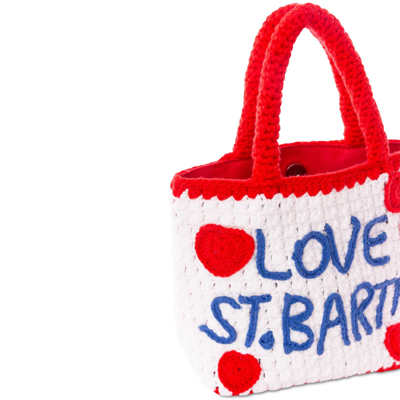 Mc2 Saint Barth Heart Embroidery Crochet Bag In White