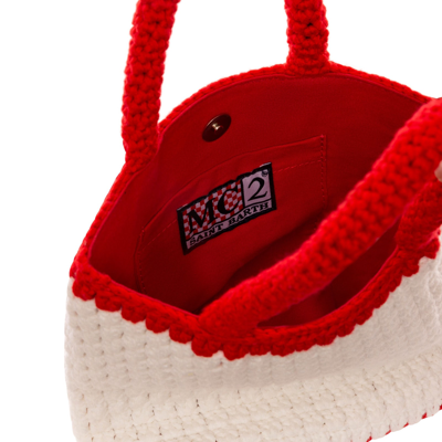 Mc2 Saint Barth Heart Embroidery Crochet Bag In White