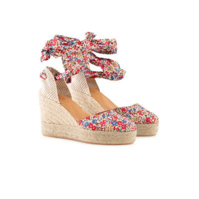 Shop Mc2 Saint Barth Espadrillas With High Wedge And Ankle Lace In Red