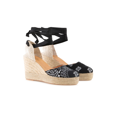 Shop Mc2 Saint Barth Espadrillas With High Wedge And Ankle Lace In Black