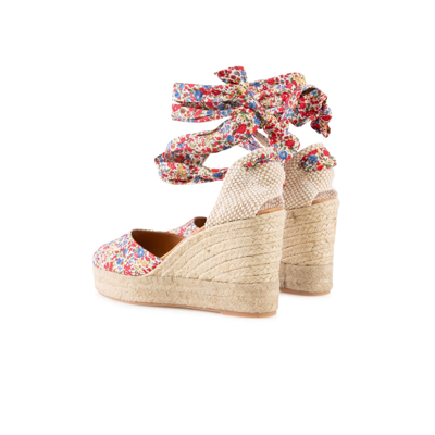 Shop Mc2 Saint Barth Espadrillas With High Wedge And Ankle Lace In Red